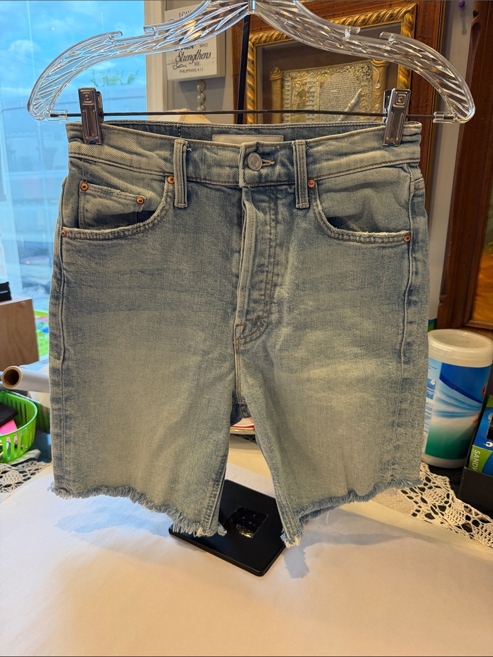 MOTHER Light Wash Denim Cutoff Shorts size 25